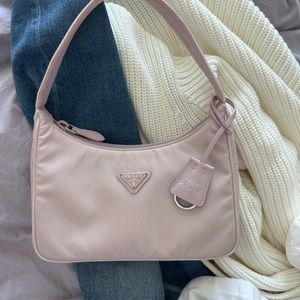 Prada Re-Edition Nylon Hobo Bag Tessuto Pink